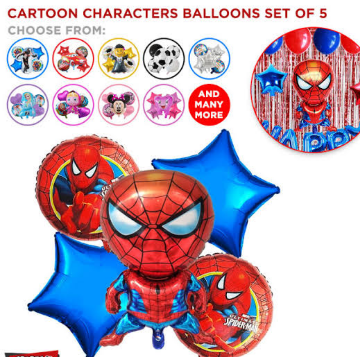 Spiderman Theme Foil Balloon Set - 5 Pieces for Theme Decoration and Celebration