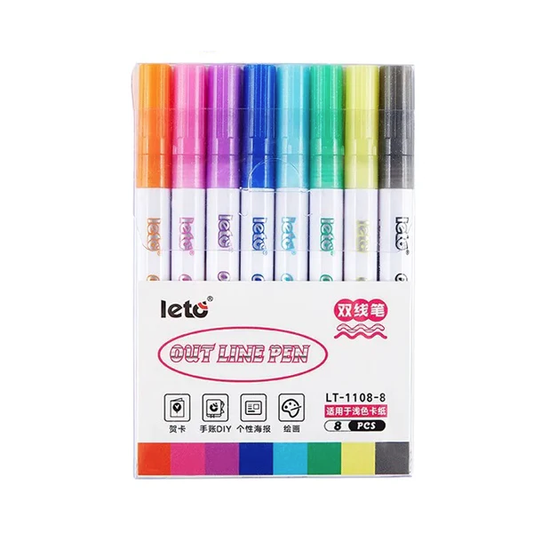 Leto Outline Metallic Markers 08 Colors