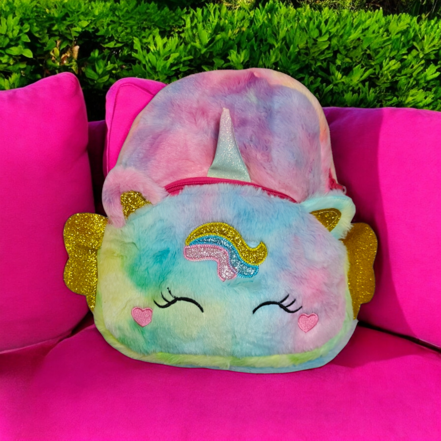 Fluffy bagpack unicorn #8019 Size 12"