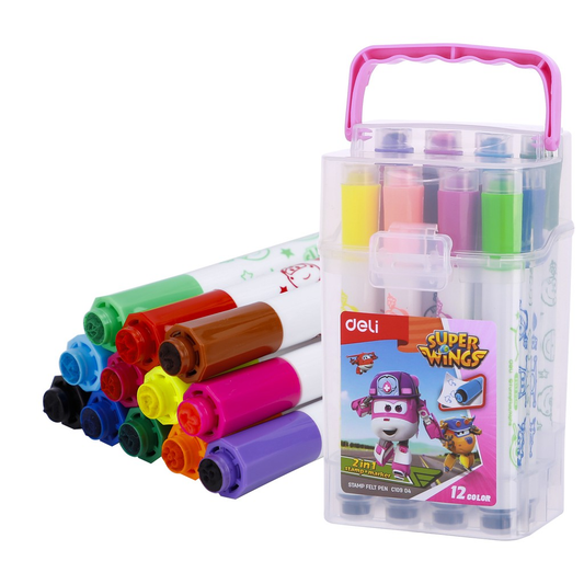 Deli Stamp Felt Pen 12 Pcs C10904