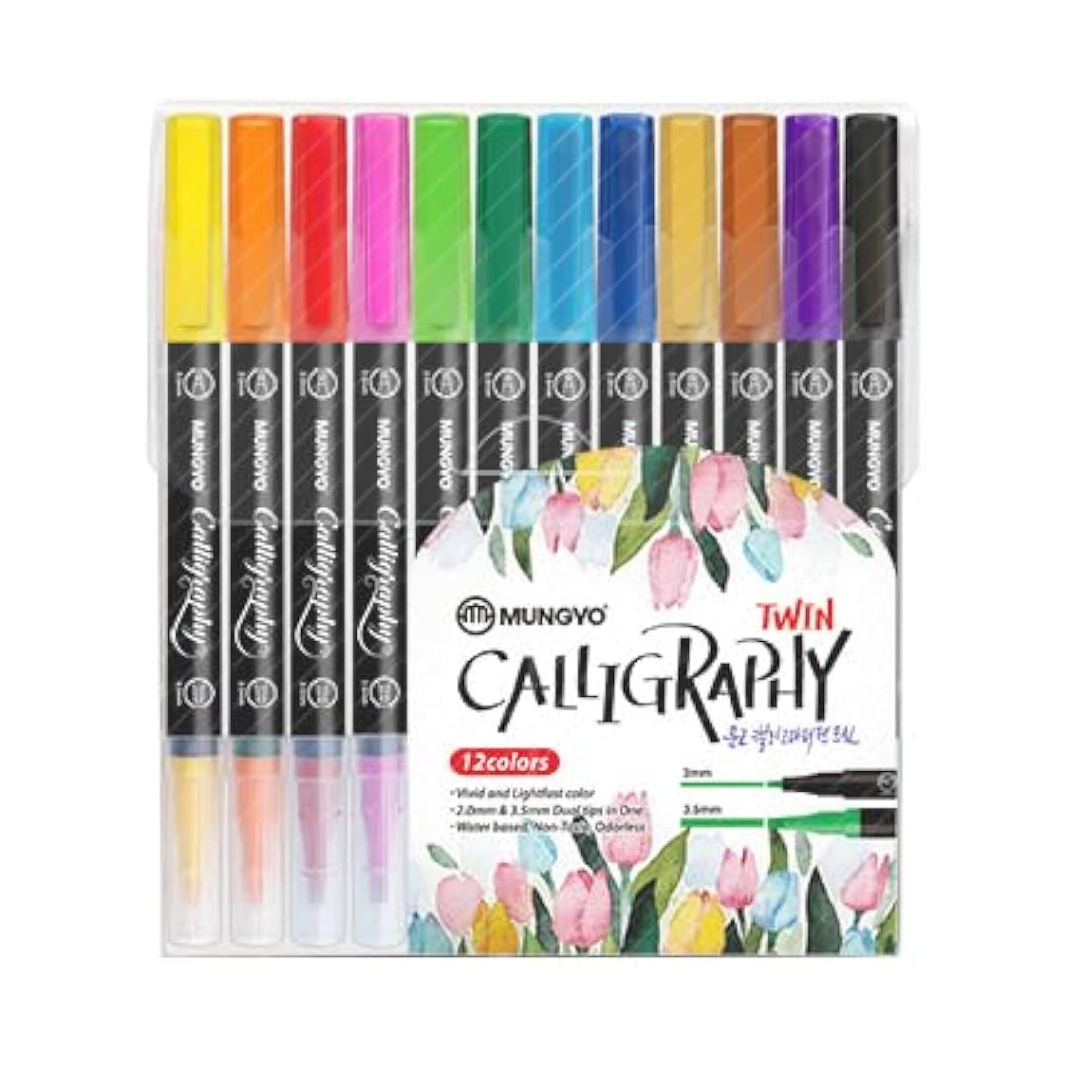 Mungyo Water Based Twin Calligraphy Pen Set