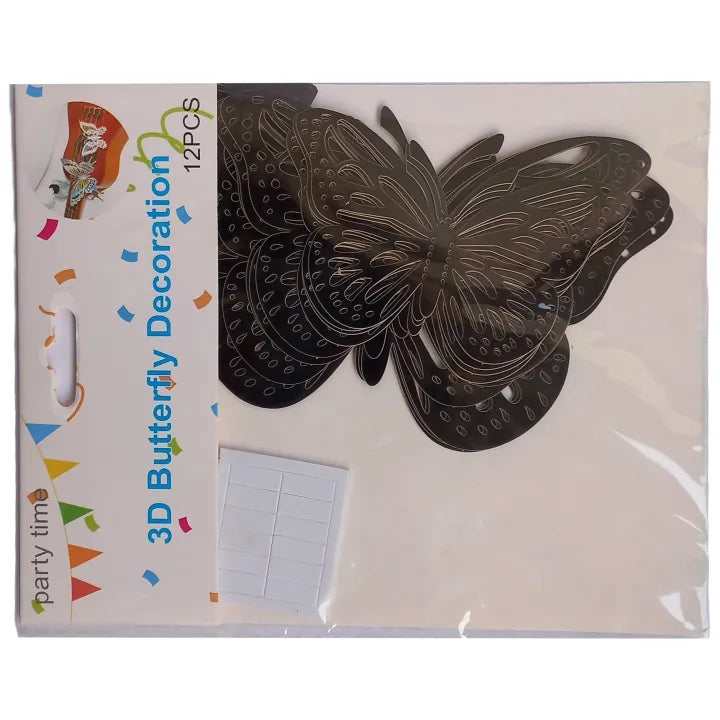 3D SILVER butterfly stickers 12 pieces