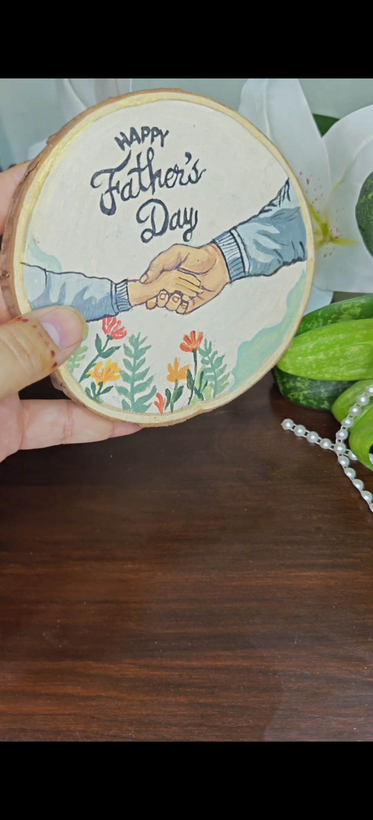 Hand painted wooden coaster