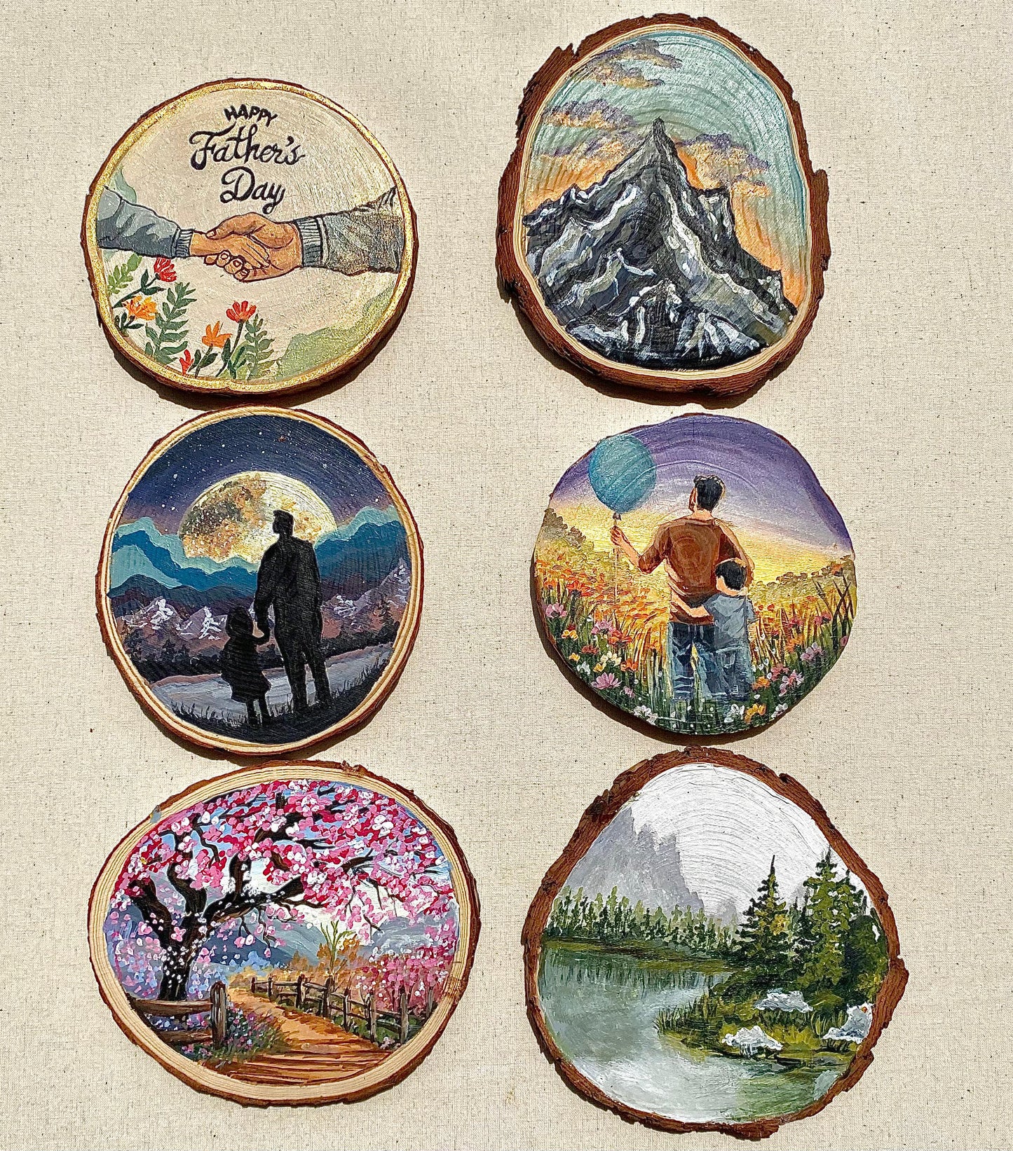 Hand painted wooden coaster