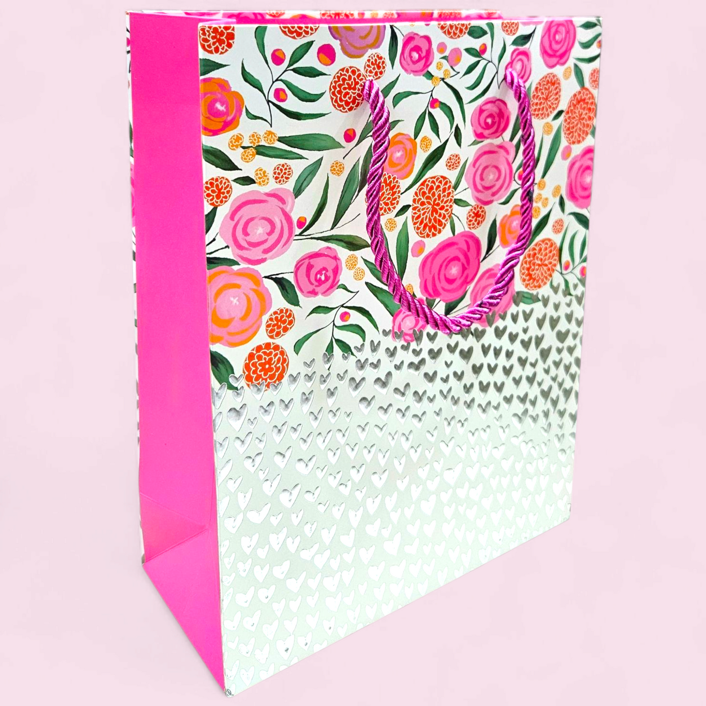 Silver hearts Embossed goodie bag