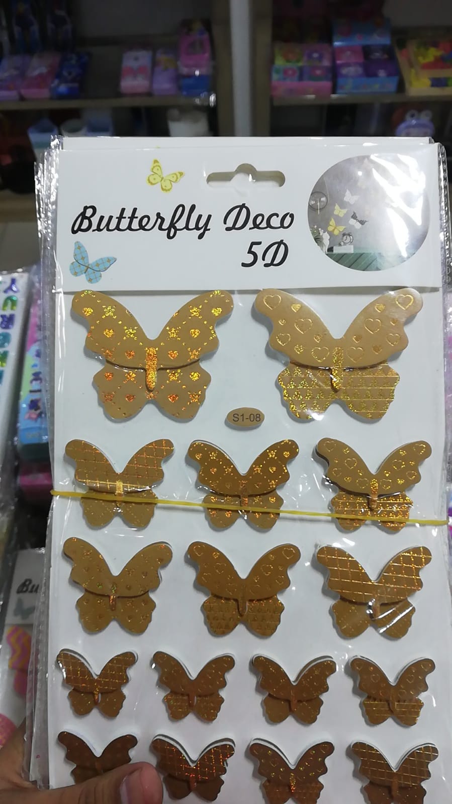 Pack of 16 5D DIY Butterfly GOLDEN Stickers (S1-08)