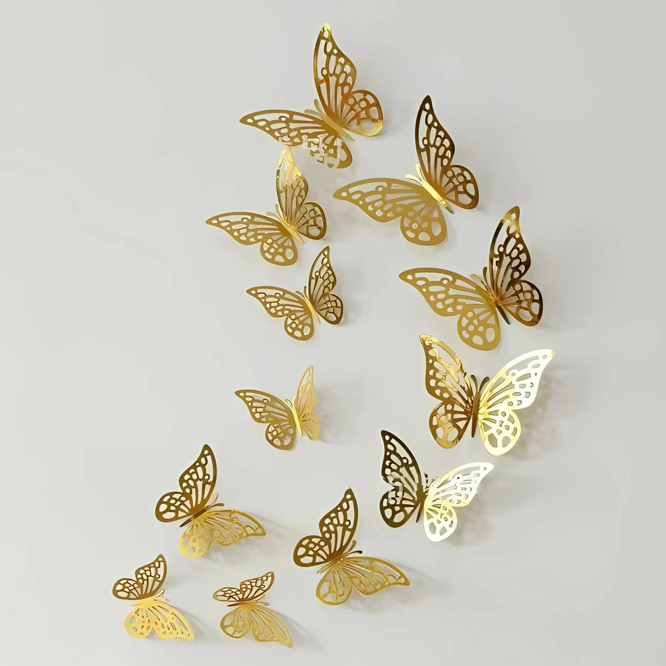 3D GOLD butterfly stickers 12 pcs
