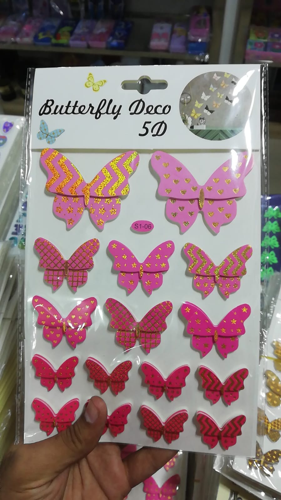 Pack of 16 5D DIY Butterfly GOLDEN Stickers (S1-08)
