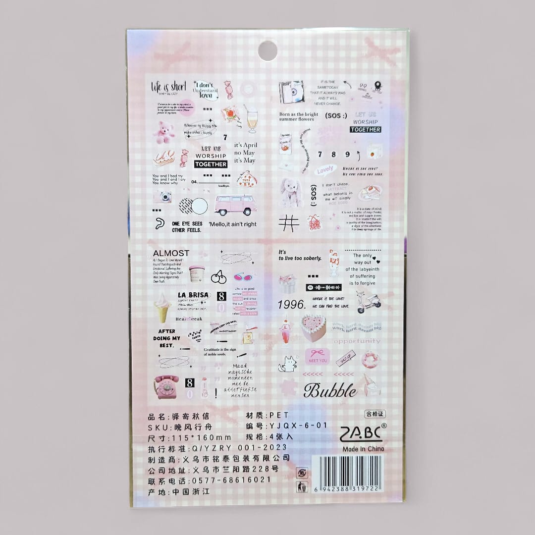 4 sticker sheets in pink theme