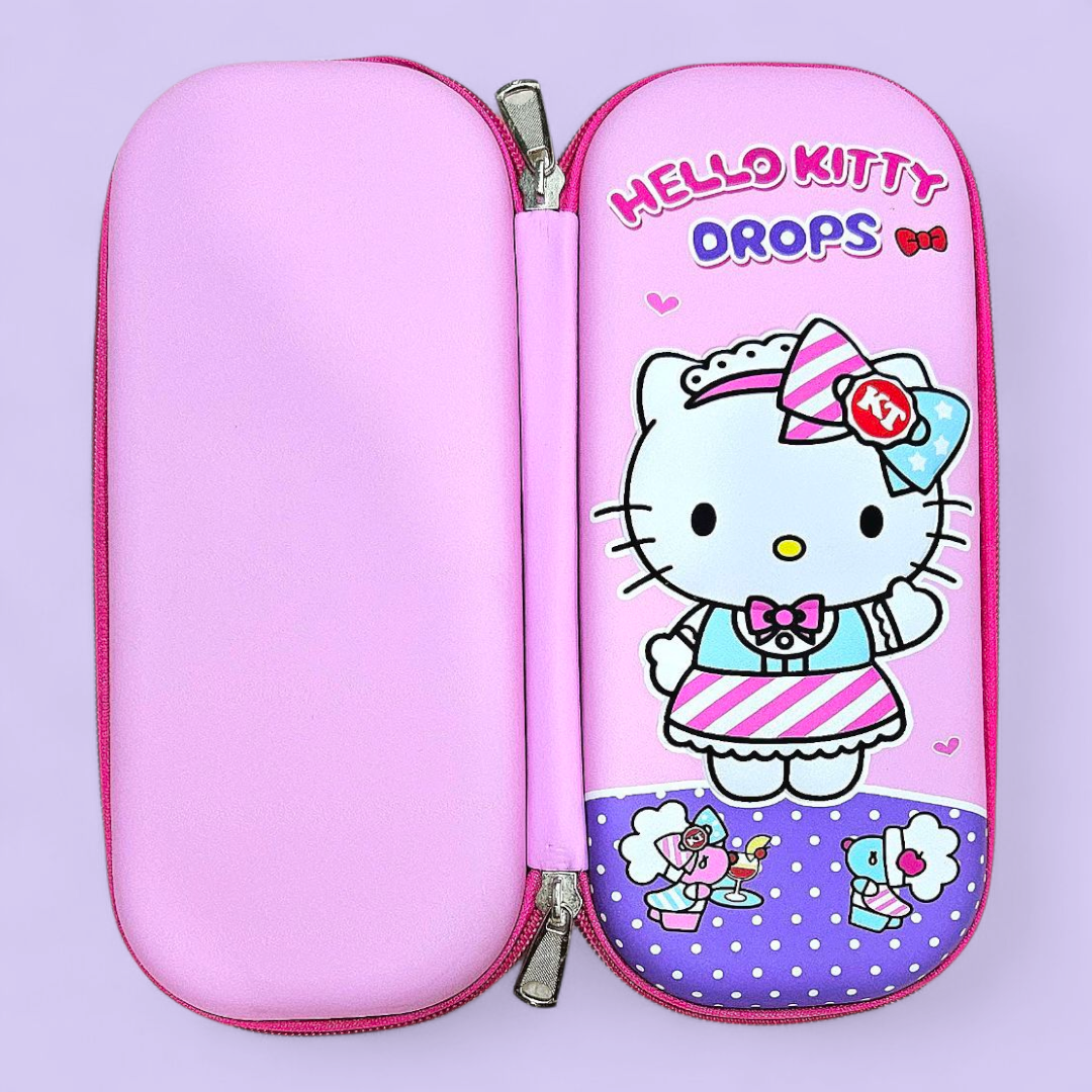 Zipper Fiber Pencil Pouch Hello Kitty (Geometry Case) # 5801