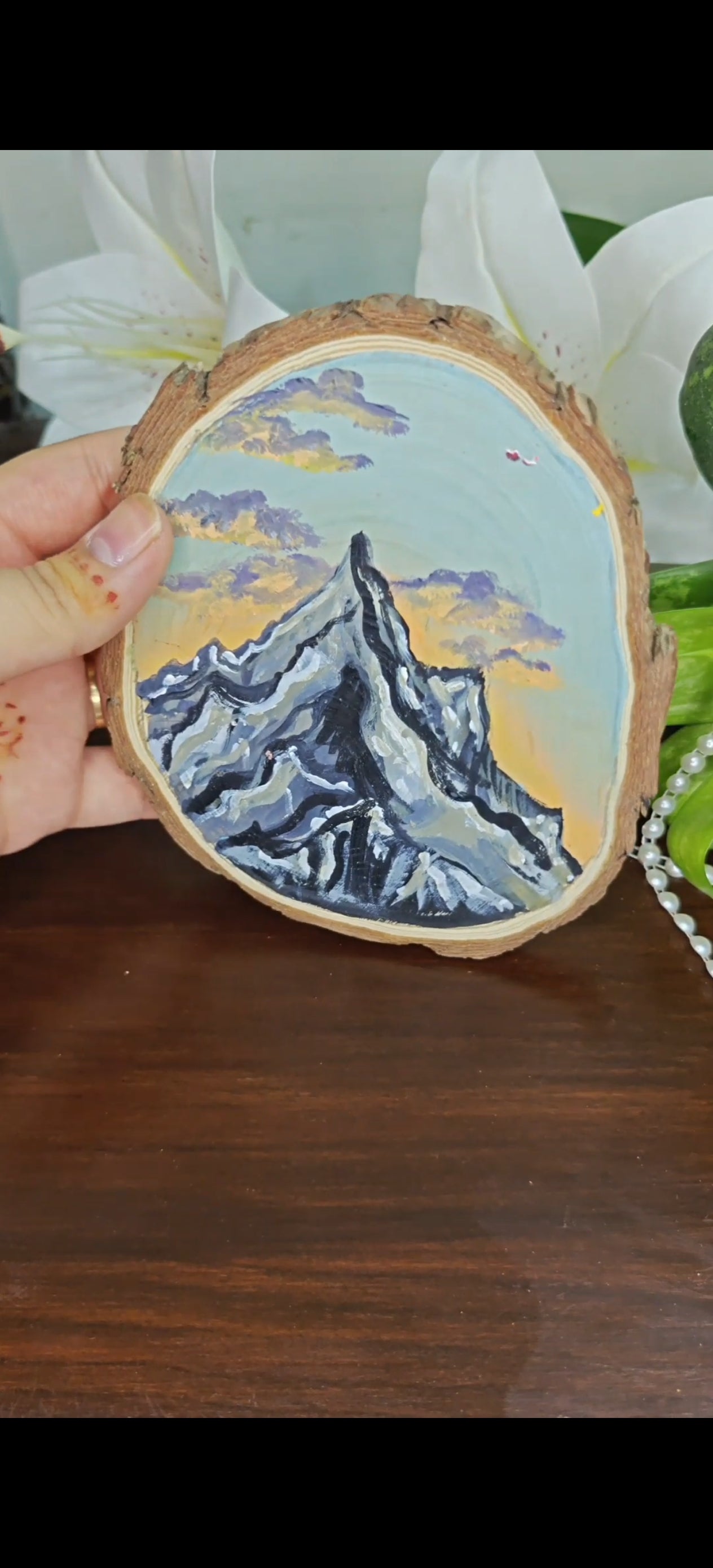 Hand painted wooden coaster