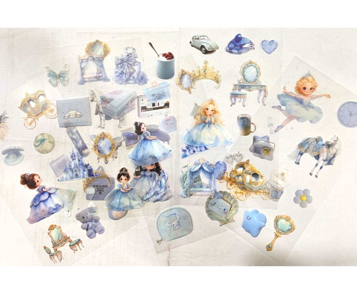 5 sticker sheets blue princess