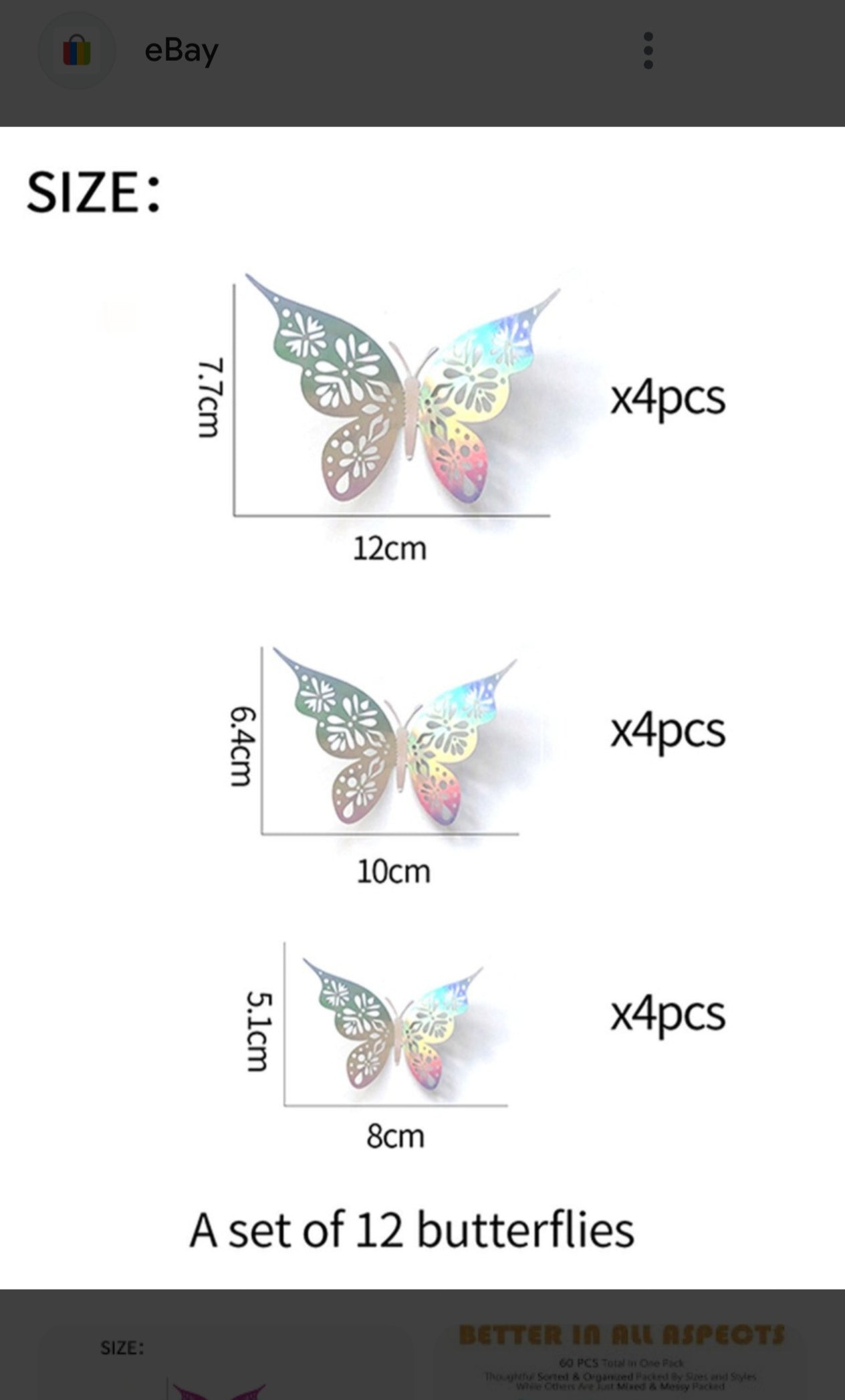 3d butterfly with black outline 12 pcs