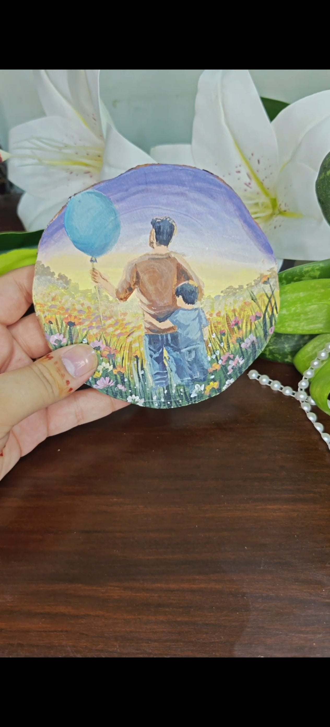Hand painted wooden coaster