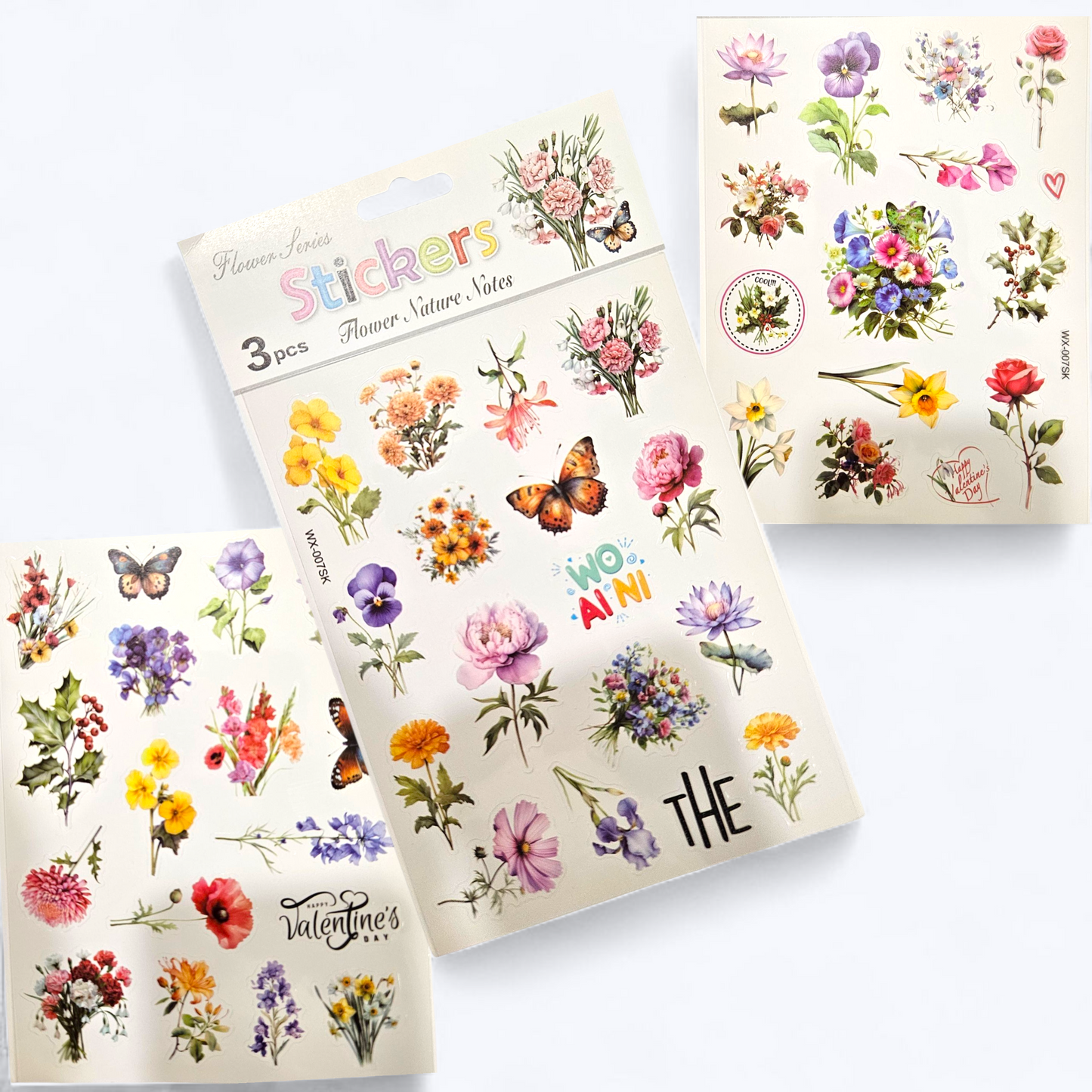 3 floral sticker sheets