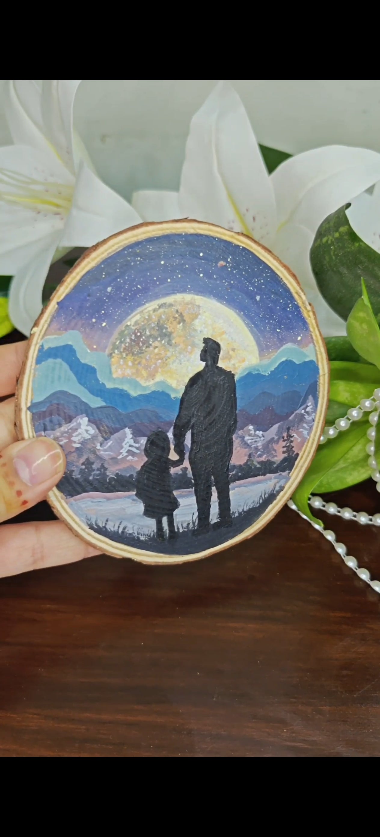 Hand painted wooden coaster