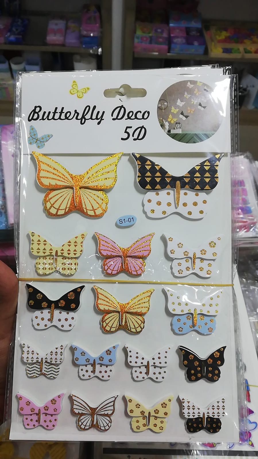Pack of 16 5D DIY Butterfly GOLDEN Stickers (S1-08)