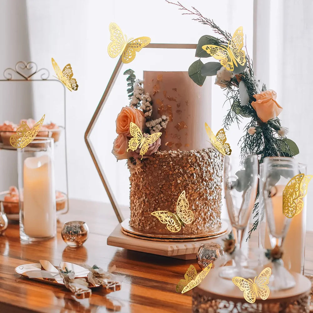 3D GOLD butterfly stickers 12 pcs