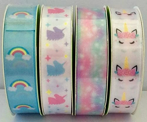Imported ribbon with clouds & Rainbow, 3 yards, 2.7cm width