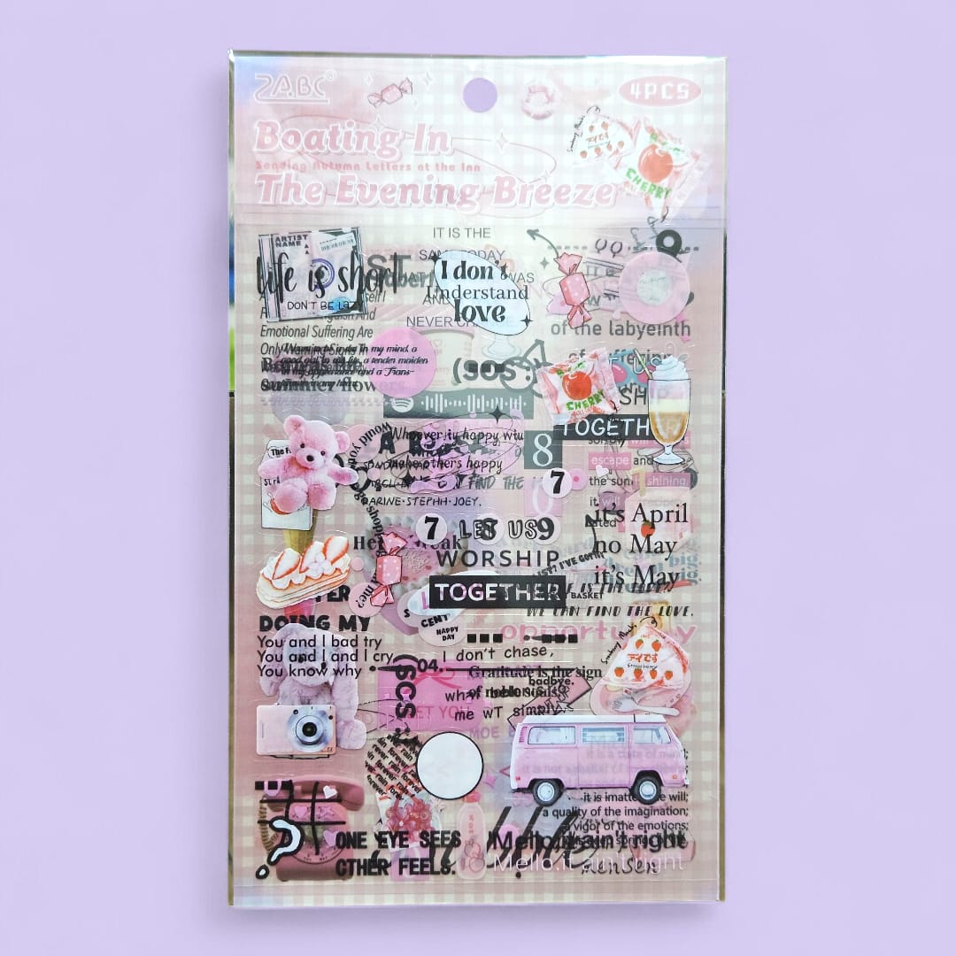 4 sticker sheets in pink theme