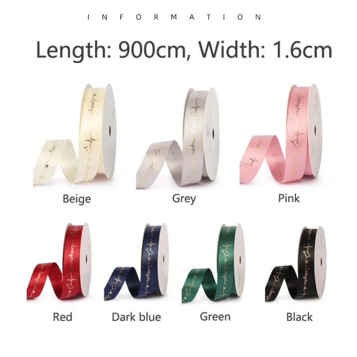 Imported Gold foil printed i love you satin ribbon of 35 yards, 1 inch width