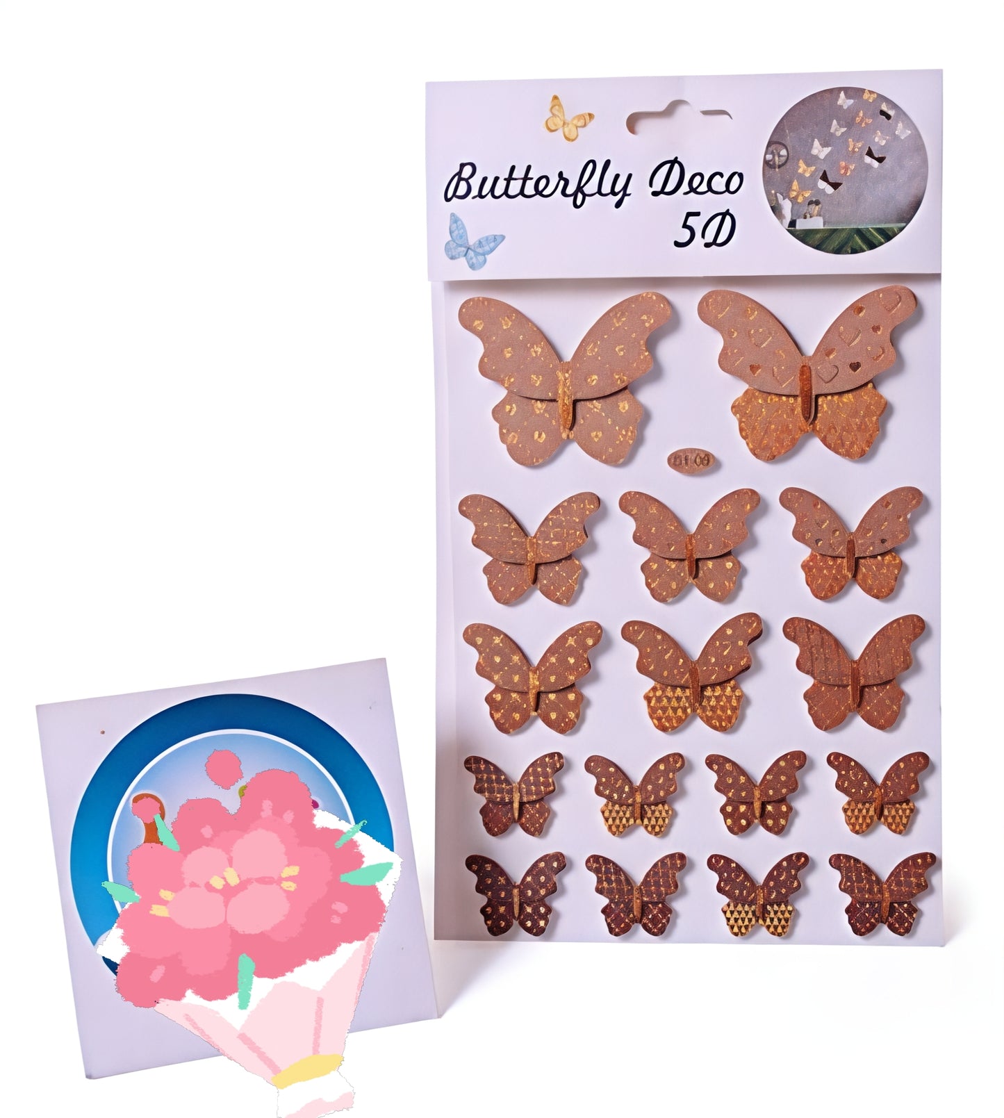 Pack of 16 5D DIY Butterfly GOLDEN Stickers (S1-08)