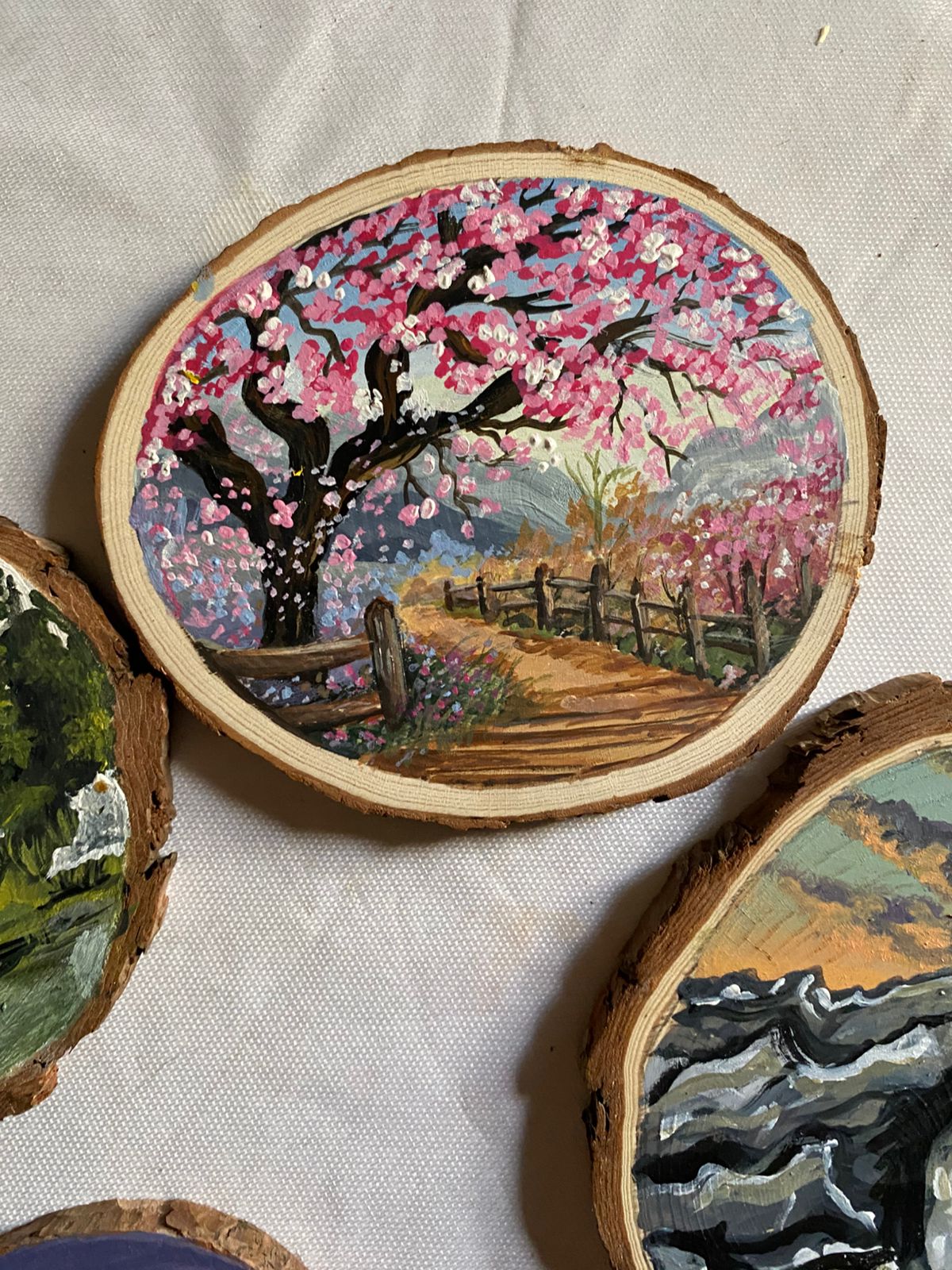 Hand painted wooden coaster