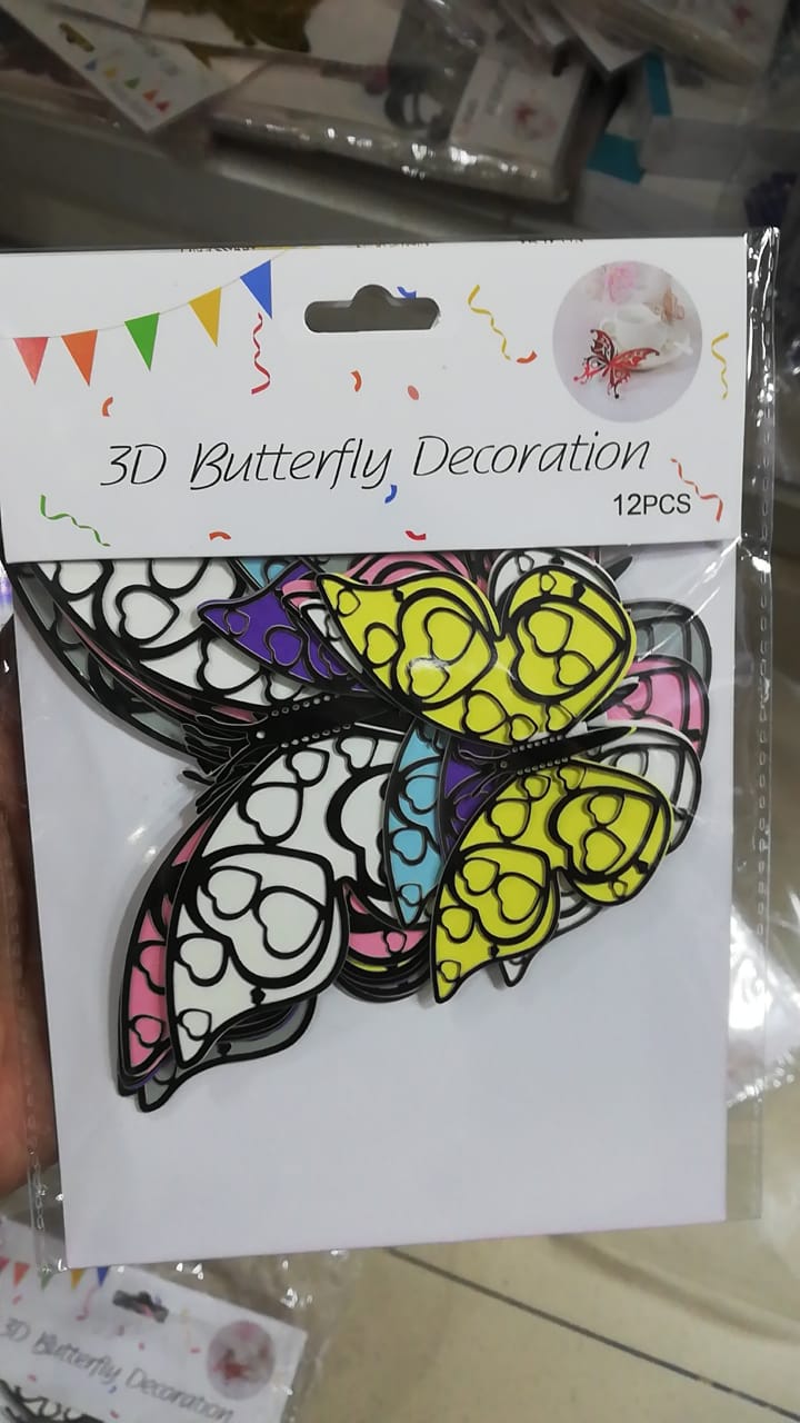 3d butterfly with black outline 12 pcs