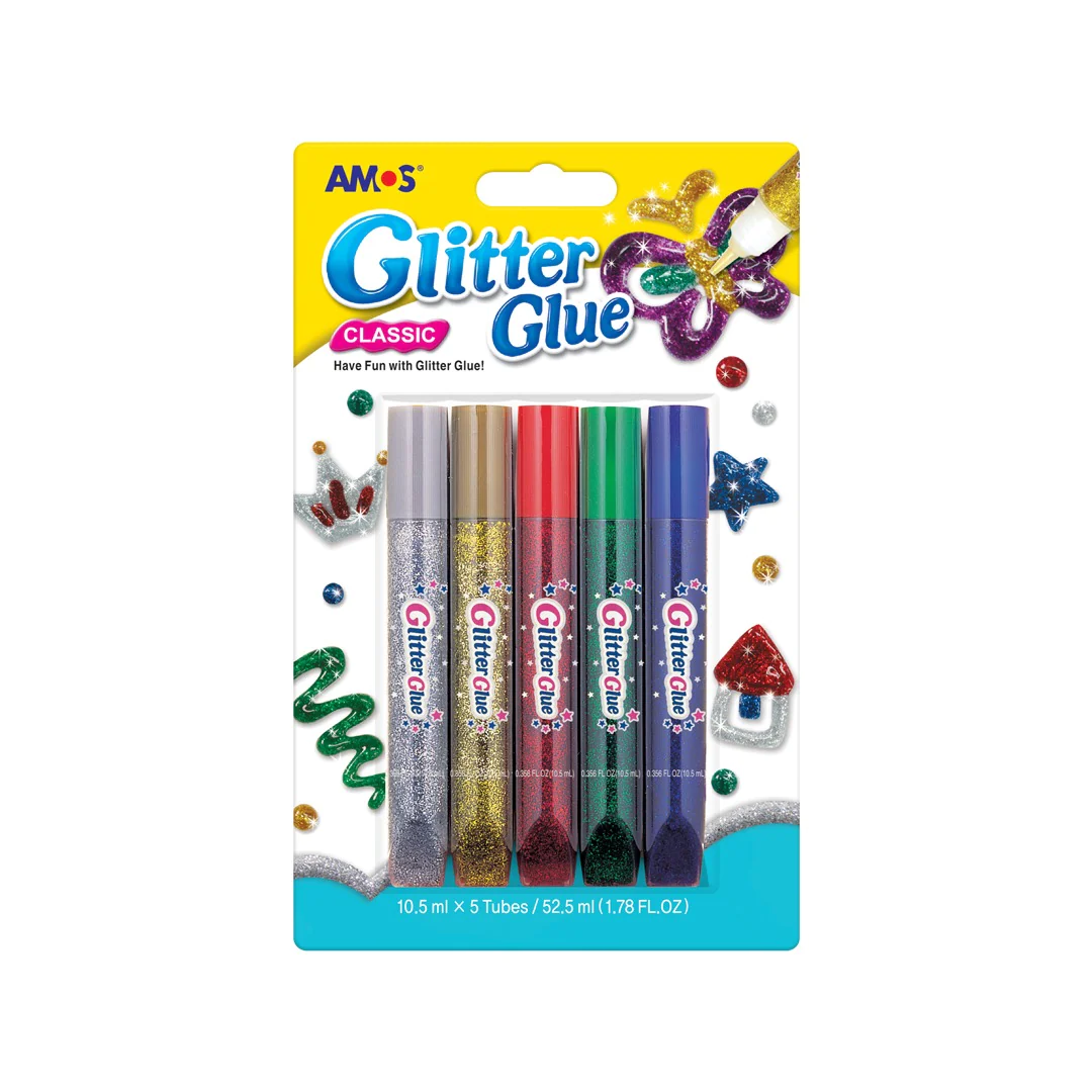 Amos Glitter Glue 5 Pc Classic