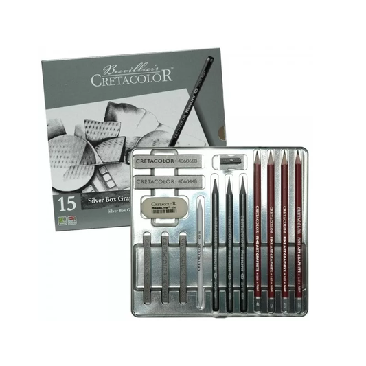 Cretacolor Silver Box Graphite Drawing Set Of 15 Pcs