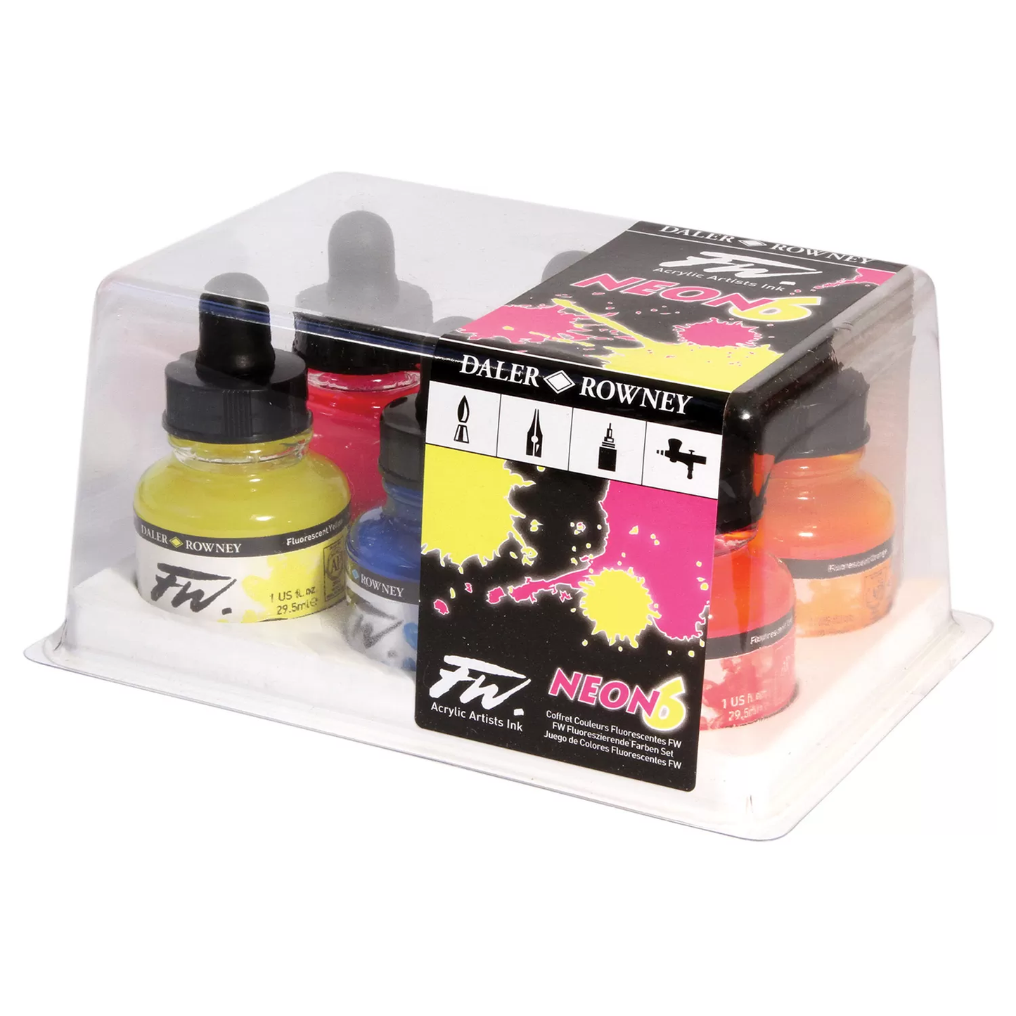 Daler Rowney FW Neon Acrylic Inks Set Of 6 Pcs