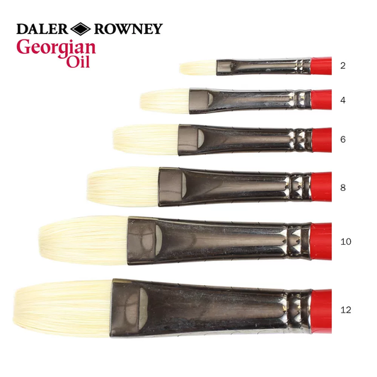 Daler Rowney Georgian Flat Oil Paint Brushes In Bristle Hairs – Long Handle