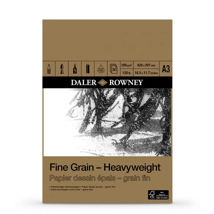 Daler Rowney Heavy Weight Fine Grain Drawing Pad – 30 Sheets 200 Gsm