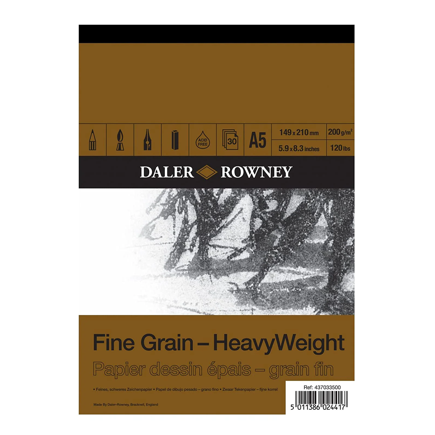 Daler Rowney Heavy Weight Fine Grain Drawing Pad – 30 Sheets 200 Gsm
