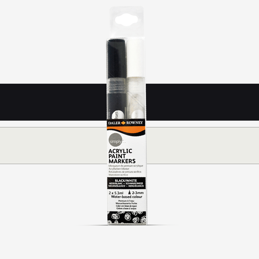 Daler Rowney White & Black Simply Acrylic Paint Markers Set Of 2