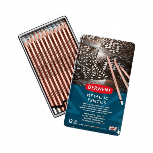 Derwent Metallic Pencil Tin Set Of 12 #0700456