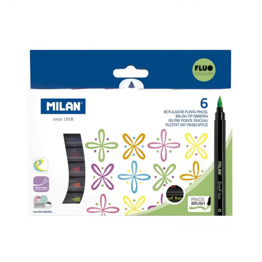 Milan Fluo Color Brush Marker Set Of 6