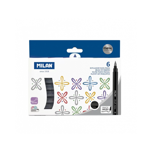 Milan Metal Color Brush Marker Set Of 6