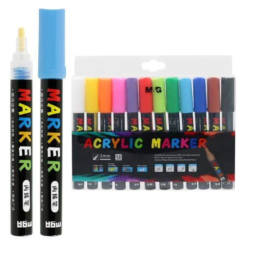 M&G Acrylic Marker 12 Color 2mm APL976EI