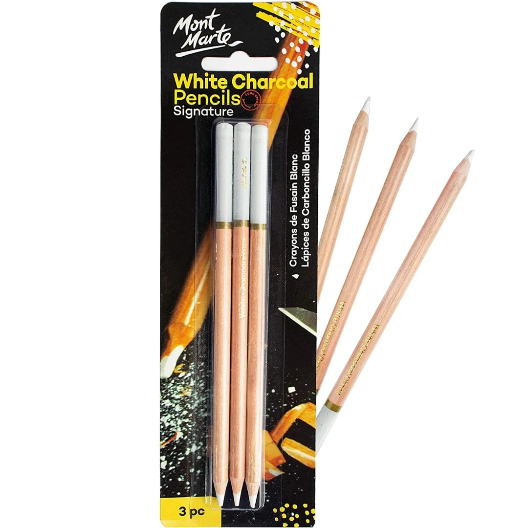 Mont Marte Charcoal Pencil White Pack Of 3Pcs.