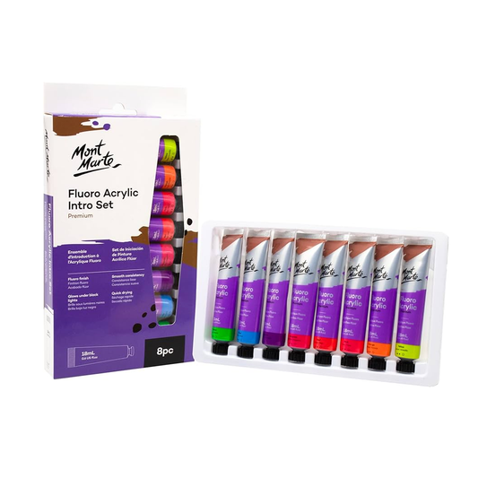 Mont Marte Fluro Acrylic Set Of 8Pcs Neon Colors.