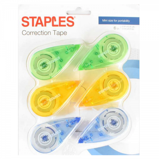 Staples Correction Tape 5mm Pack OF 6 Pcs