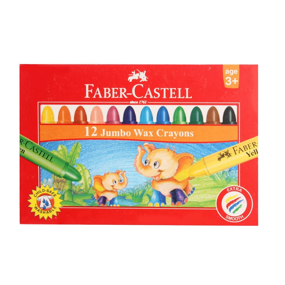 Faber Castell Jumbo Wax Crayons 12.