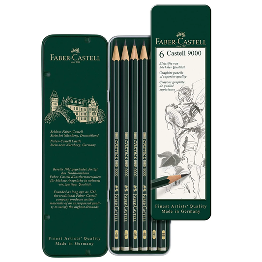 Faber Castell 9000 Degree Pencil Tin Set Of 6 (9063).