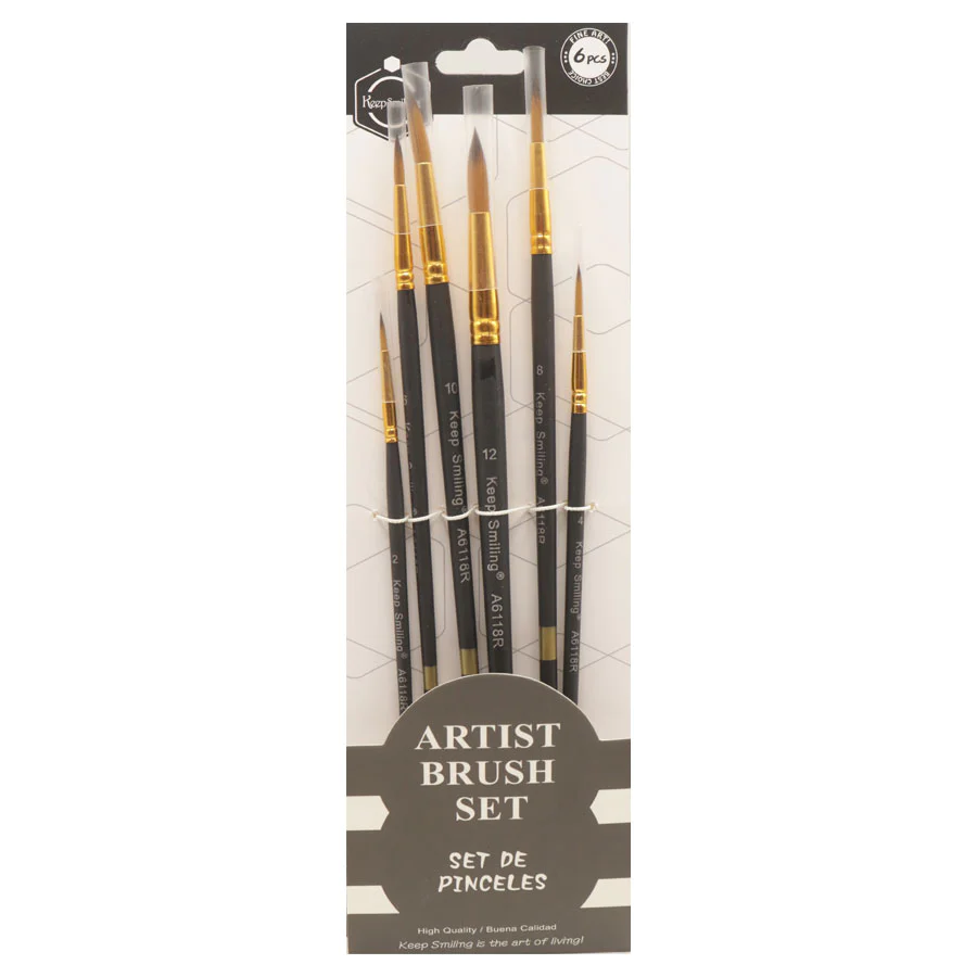 Keep Smiling Artist Brush Set 6Pcs A6118.
