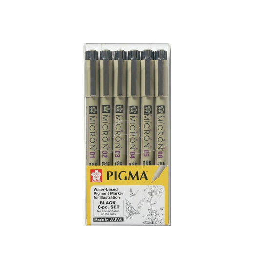 Sakura Pigma Micron Drawing Pen Set Of 6.