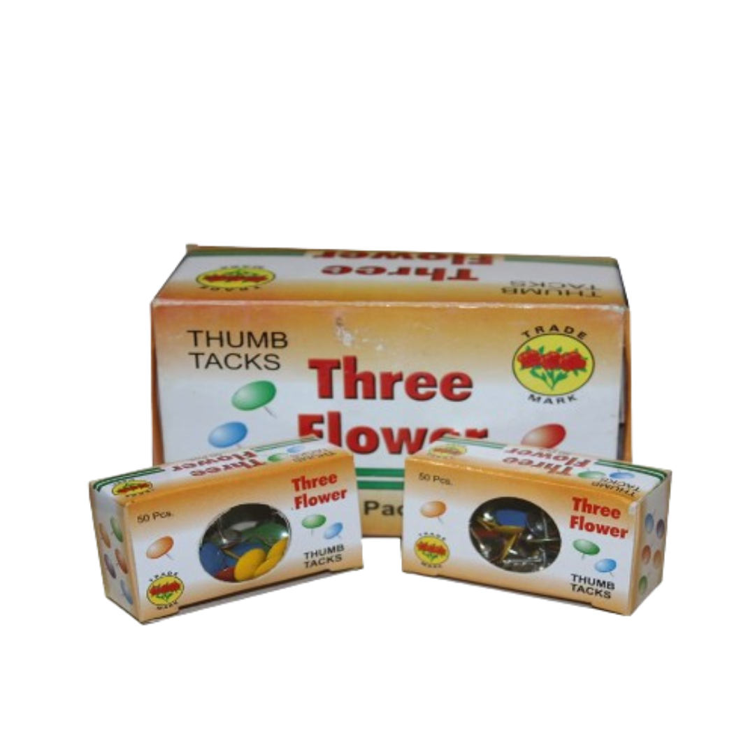 Three Flower Thumb Pin Color