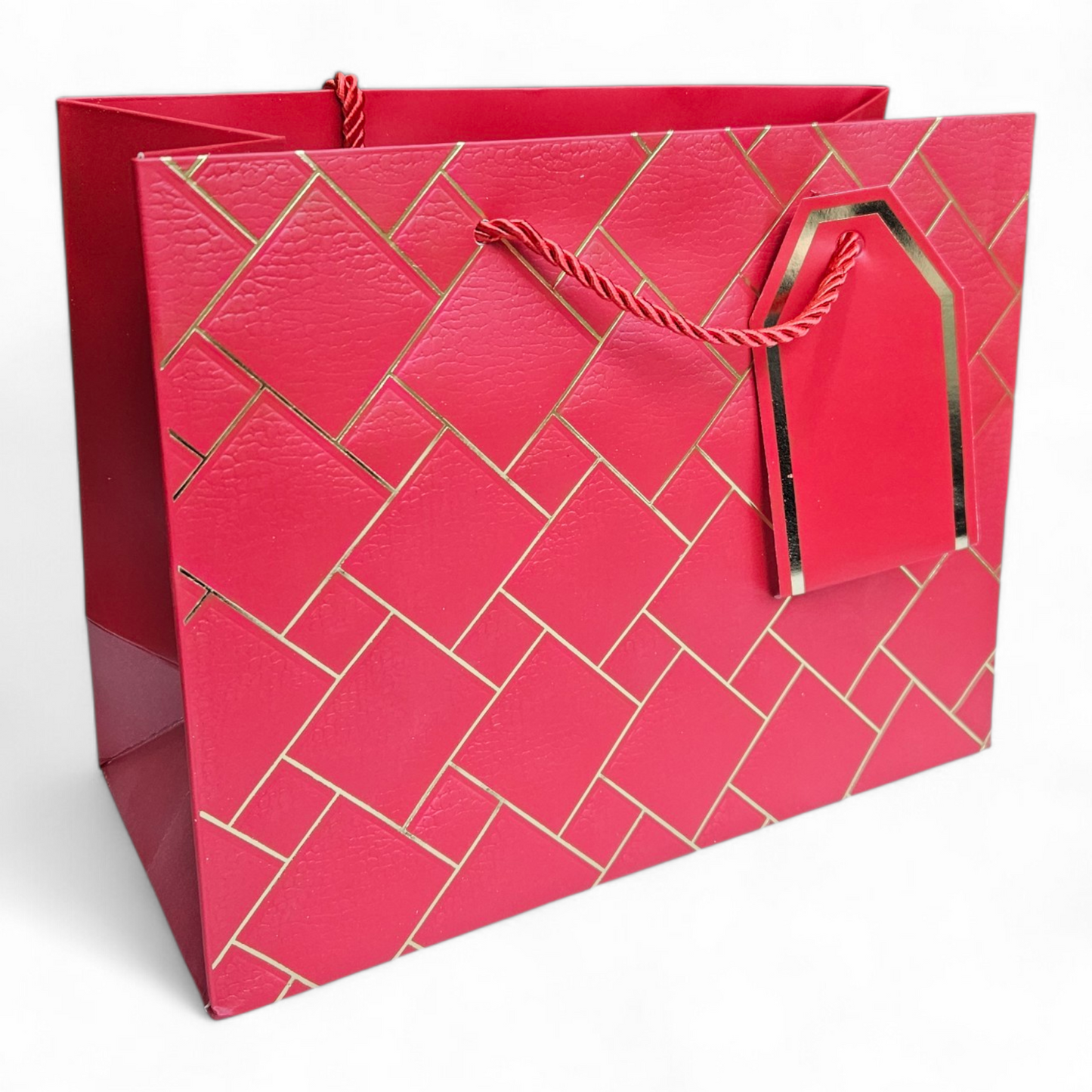 Golden lines gift / goodie bag cardboard with tag (no. 1401) horizontal design