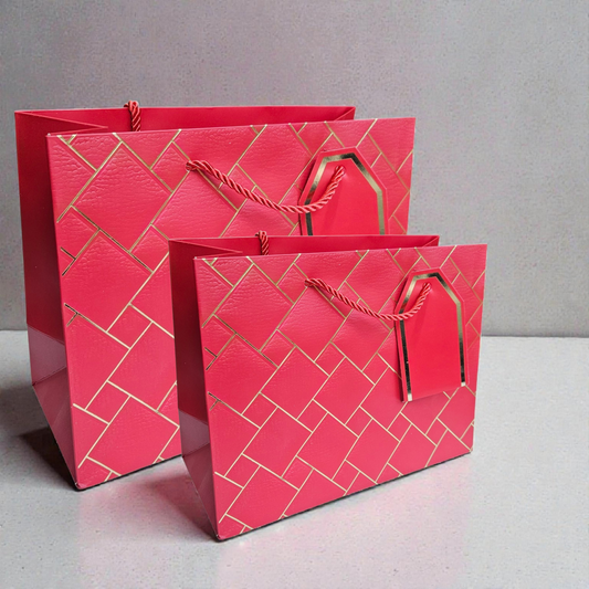 Golden lines gift / goodie bag cardboard with tag (no. 1401) horizontal design