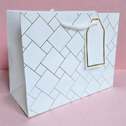 Golden lines gift / goodie bag cardboard with tag (no. 1401) horizontal design